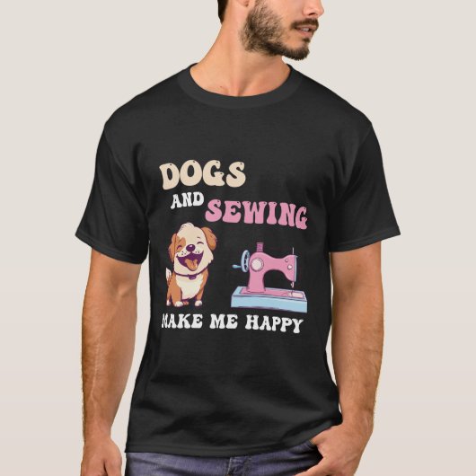 犬とソーイングで幸せいっぱいTシャツ Tシャツ (正面)