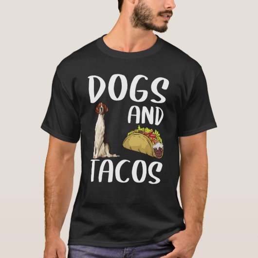 犬とタコスのアイリッシュ赤と白セッターメキシカン Tシャツ (正面)
