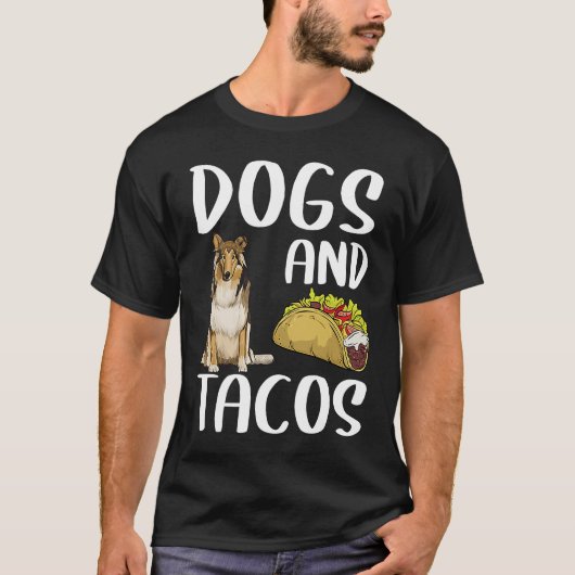 犬とタコスのコリーのメキシコ料理 Tシャツ (正面)