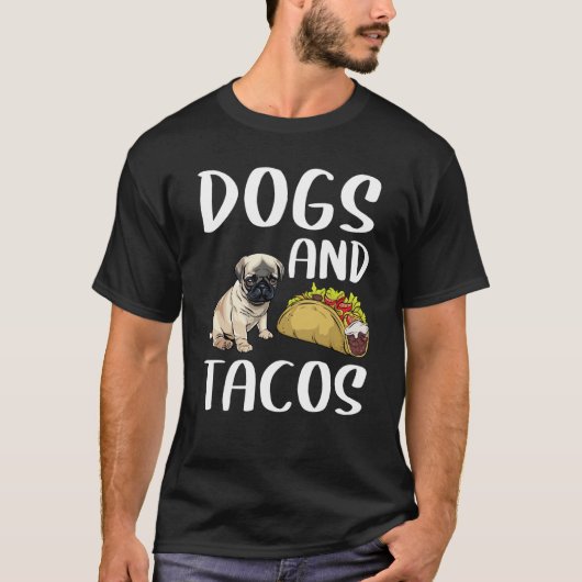 犬とタコスパグメキシカン料理 Tシャツ (正面)