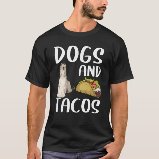 犬とタコスAfghan Houndメキシコ料理 Tシャツ (正面)