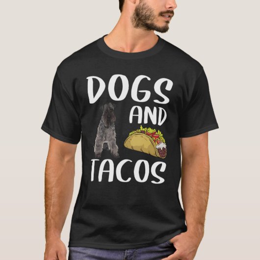 犬とタコスKerry Blue Terrierメキシコ料理 Tシャツ (正面)