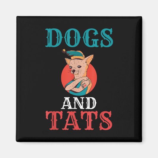 犬とタッツインクタトゥー恋人 マグネット (正面)