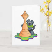 犬とチェスのクイーン カード (黄色い花)