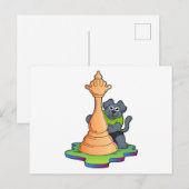 犬とチェスの駒のクイーン ポストカード (正面/裏面)