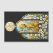 犬とデイジーカラフル、ステンドグラスY8デコパージュ 薄葉紙 (正面)