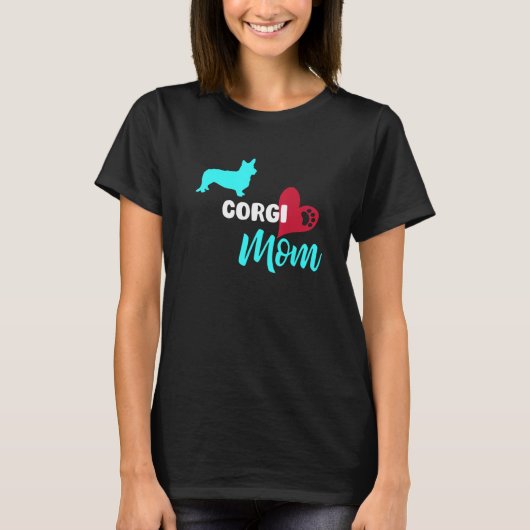 犬とハートを手にコルギを印刷して Tシャツ (正面)