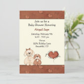 犬とハート女の子のための赤ちゃんシャワー招待状 招待状 (スタンド正面)