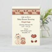犬とハート女の子のための赤ちゃんシャワー招待状 招待状 (スタンド正面)
