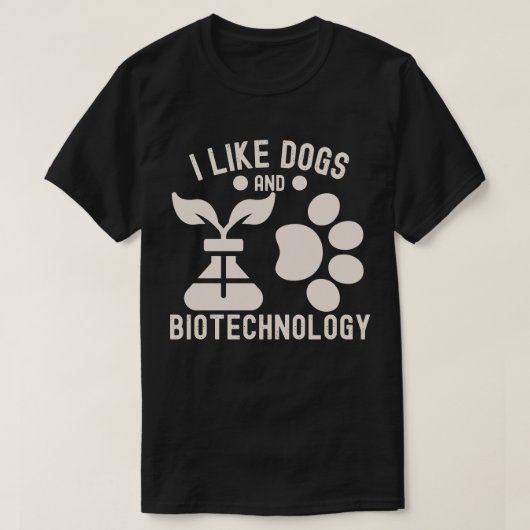犬とバイオテクノロジーが好き Tシャツ (デザイン正面)