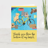 犬とバイク子犬イエローバイシクルアクアカスタム カード (正面)