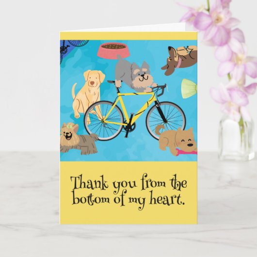 犬とバイク子犬イエローバイシクルアクアカスタム カード (蘭)