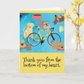 犬とバイク子犬イエローバイシクルアクアカスタム カード (黄色い花)