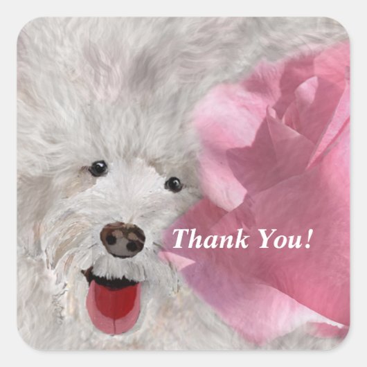 犬とバラ スクエアシール (正面)