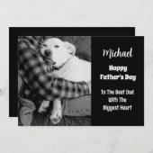 犬とパパの黒白写真（ハグ） シーズンカード (正面/裏面)