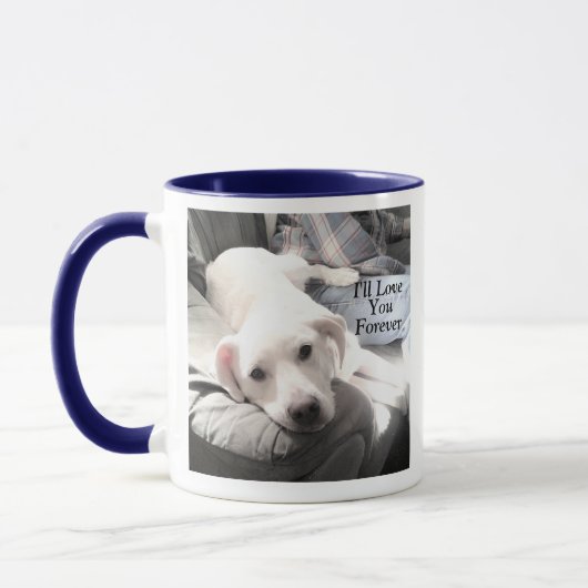 犬とパパバレンタインデーブルーフォーエバーラブ マグカップ (左)