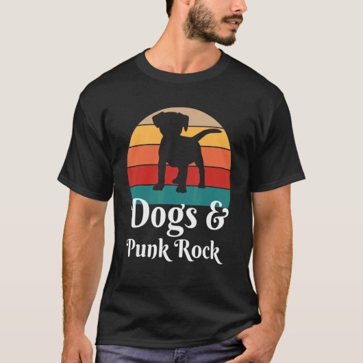 犬とパンクロック音楽 Tシャツ (正面)