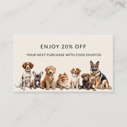 犬とペット犬の歩く 割引カード (正面)