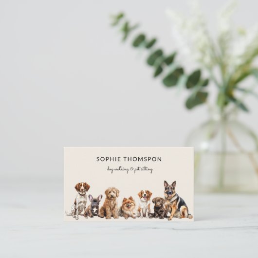 犬とペット犬の歩く 名刺 (スタンド正面)