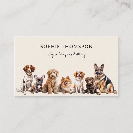犬とペット犬の歩く 名刺 (正面)