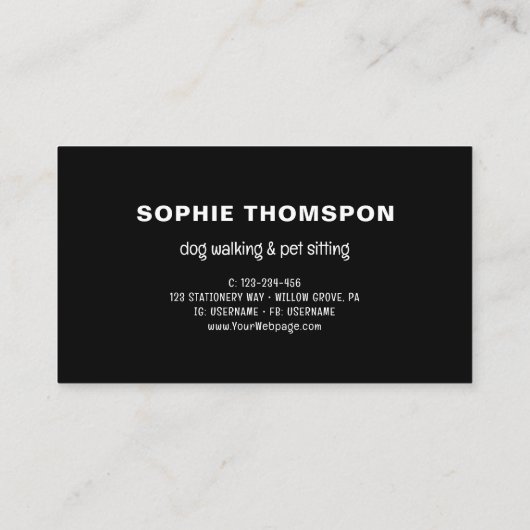犬とペット犬の歩く 名刺 (裏面)