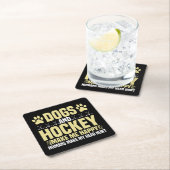 犬とホッケーで幸せ スクエアペーパーコースター (インサイチュ)