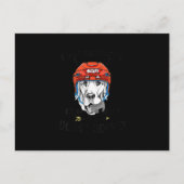 犬とホッケーに簡単に気を取られる シーズンポストカード (正面)