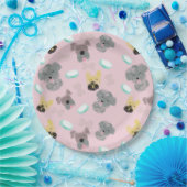 犬とボウルのペット柄ピンクブルー ペーパープレート (パーティー)