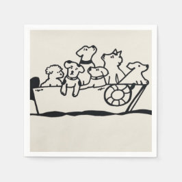 「犬とボート」紙ナプキンスby Willowcatdesign スタンダードカクテルナプキン