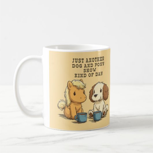 犬とポニーのショーのマグカップ コーヒーマグカップ (左)