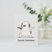 犬とヨガの恋人のために可愛いヨガ犬をパーソナライズ シーズンポストカード (スタンド正面)