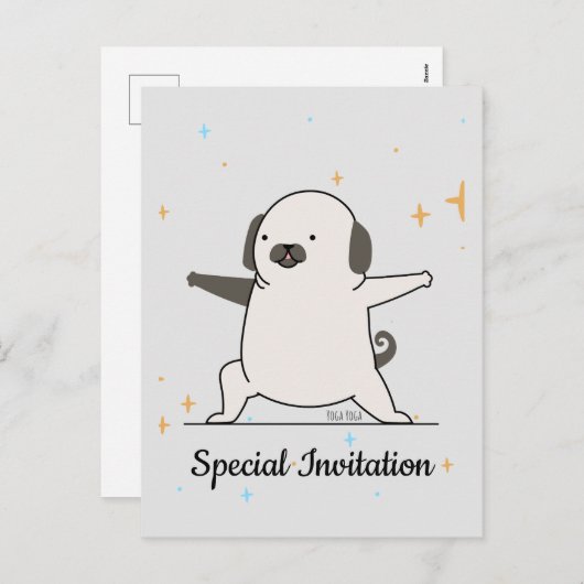 犬とヨガの恋人のために可愛いヨガ犬をパーソナライズ シーズンポストカード (正面/裏面)