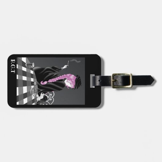 犬とレディーアットカフェラゲージタグ ラゲッジタグ (正面横)