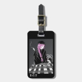 犬とレディーアットカフェラゲージタグ ラゲッジタグ (正面縦)