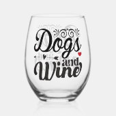 犬とワインの茎のないガラス ステムなしワイングラス (正面)