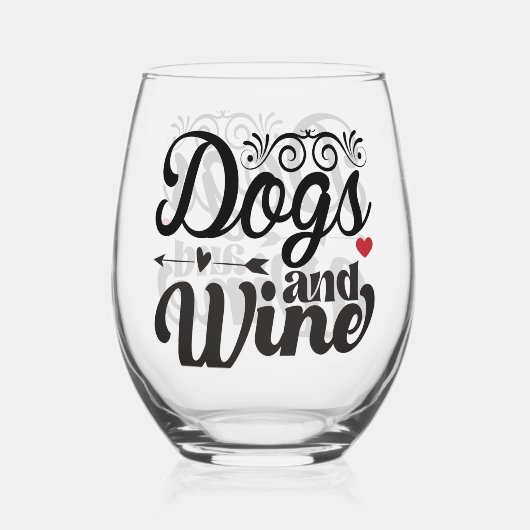 犬とワインの茎のないガラス ステムなしワイングラス (正面)