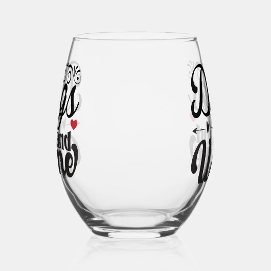 犬とワインの茎のないガラス ステムなしワイングラス (左)