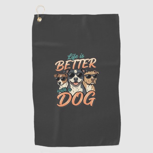 犬と一緒が最高の人生ベクター ゴルフタオル (正面)