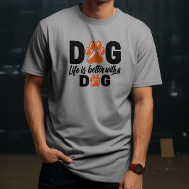 犬と一緒が最高の人生 パウプリントTシャツ Tシャツ