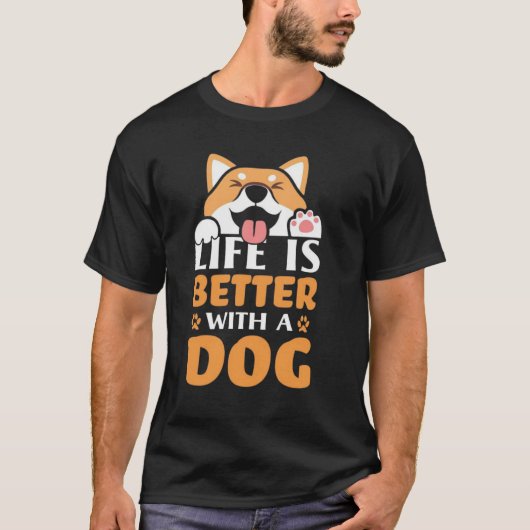 犬と一緒が最高の人生 Tシャツ (正面)
