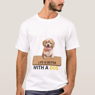 犬と一緒が最高!かわいいパピーTシャツ Tシャツ