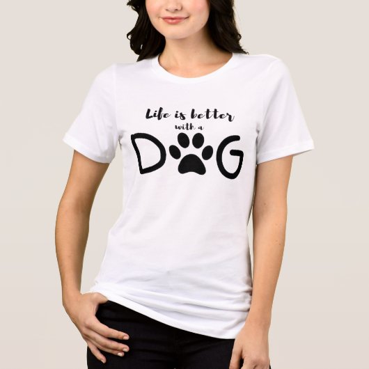 犬と一緒が最高!かわいい犬ママTシャツ トライブレンドTシャツ (正面)