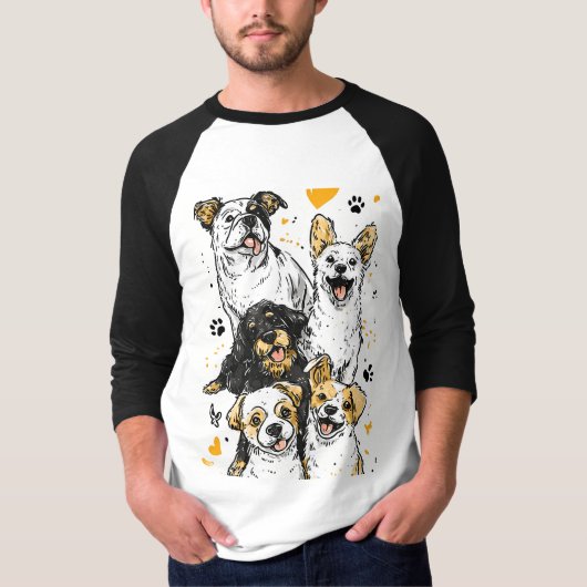犬と一緒が最高！かわいい犬好きグラフィック Tシャツ (正面)