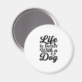 犬と一緒が最高 ビンテージ ペット愛好家Tシャツ_ マグネット (正面/裏面)