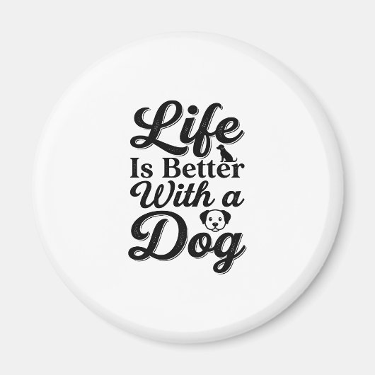 犬と一緒が最高 ビンテージ ペット愛好家Tシャツ_ マグネット (正面)