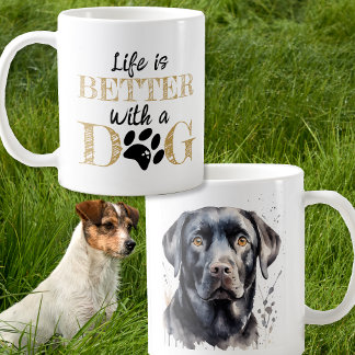 犬と一緒が最高 ブラックラブラドール ギフト コーヒーマグカップ
