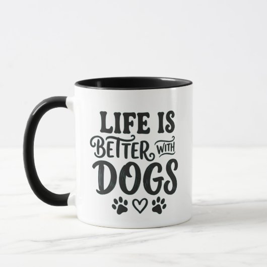犬と一緒が最高 マグカップ - 肉球 コーヒーカップ ギフト (左)