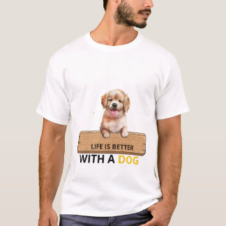 犬と一緒が最高 可愛いパピーTシャツ Tシャツ