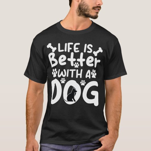 犬と一緒が最高 - 愛犬家 ドッグTシャツ Tシャツ (正面)