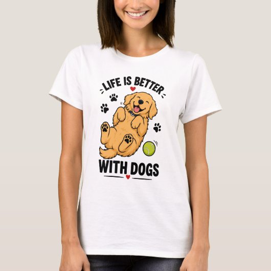 犬と一緒が最高 | 愛犬家 Tシャツ (正面)